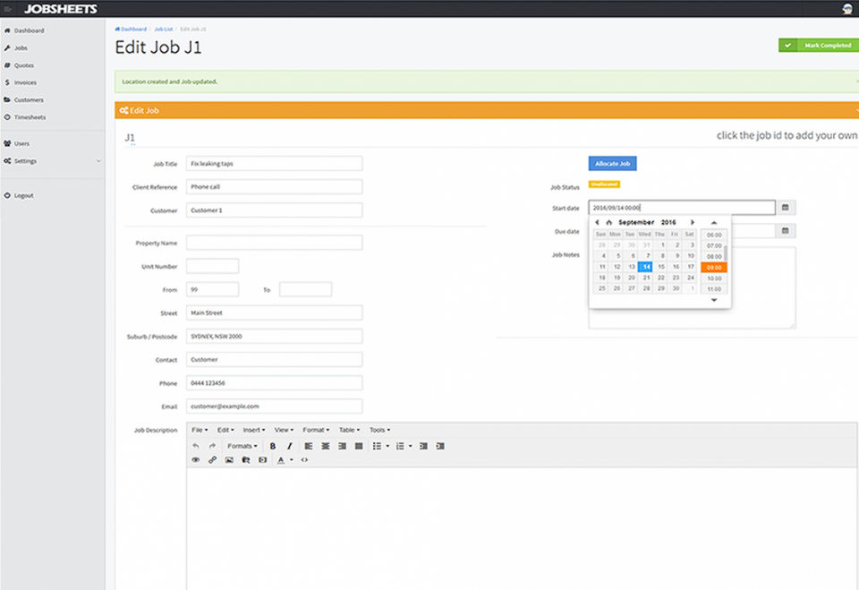 JobSheets Screenshot 2