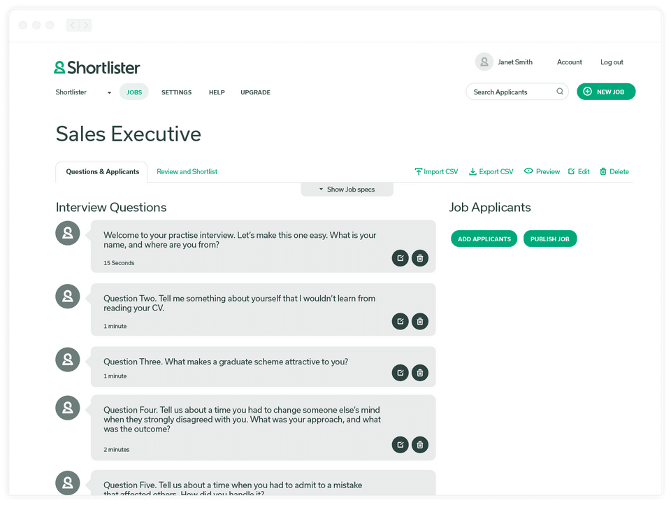 Shortlister Screenshot 1
