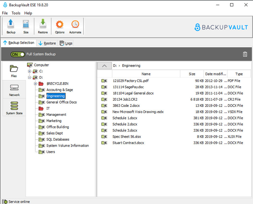 BackupVault Cloud Backup Screenshot 1