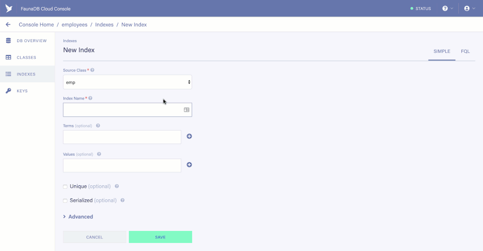 FaunaDB Screenshot 1