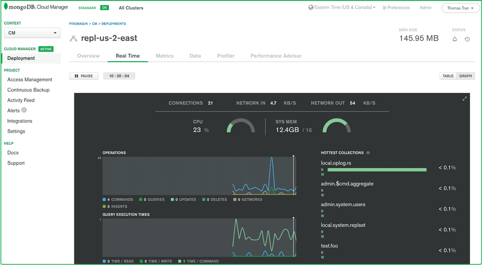 MongoDB Cloud Manager Screenshot 1