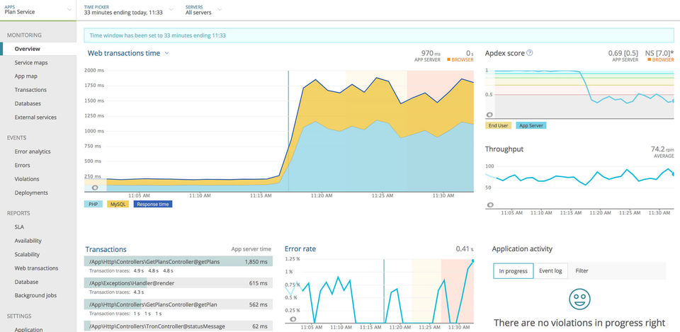 New Relic APM Screenshot 1