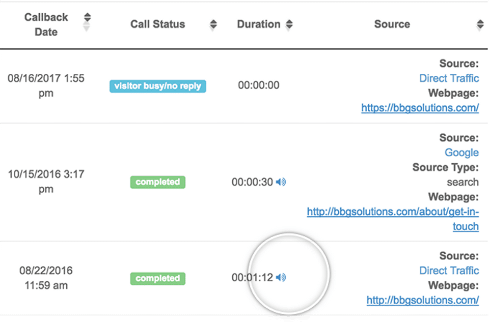 Callback Tracker Screenshot 2