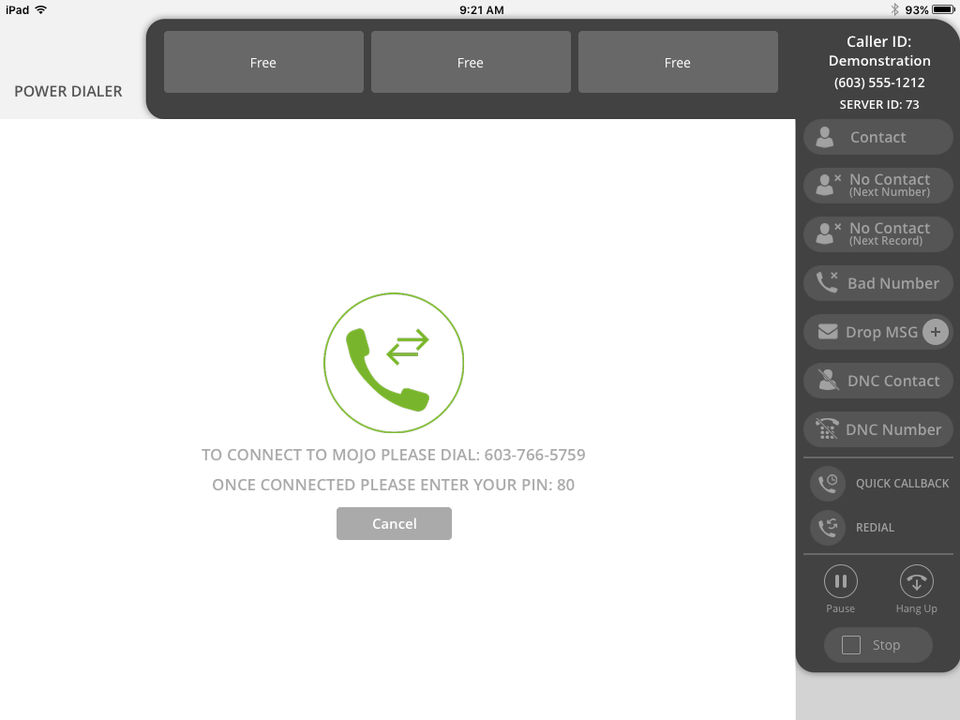 Mojo Dialer Screenshot 1