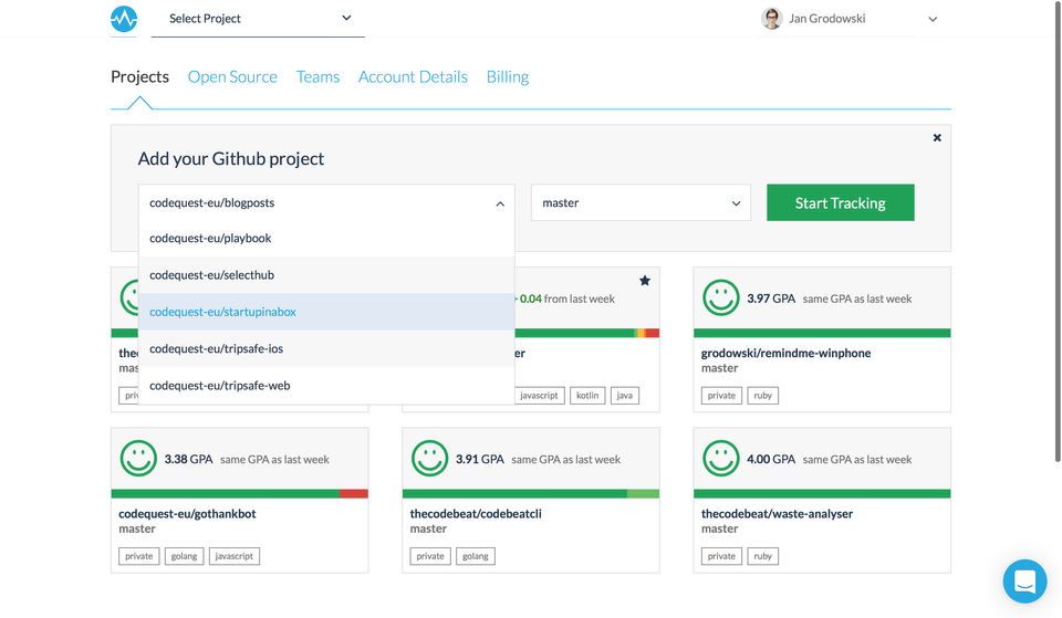 codebeat Screenshot 2