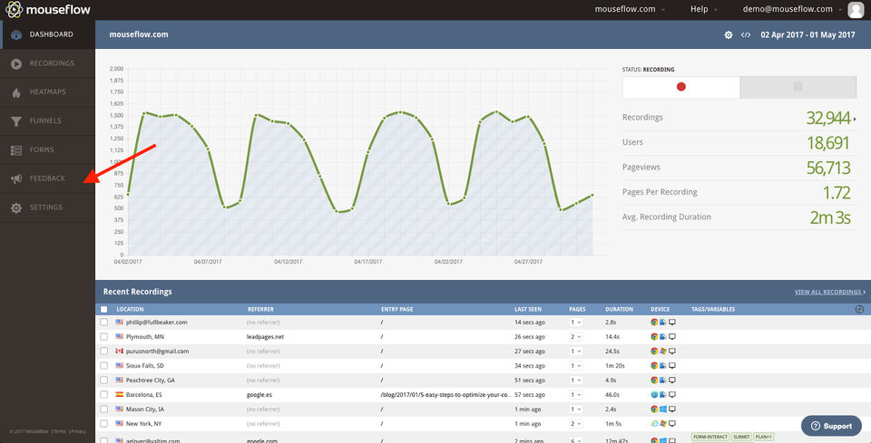 Mouseflow Screenshot 1