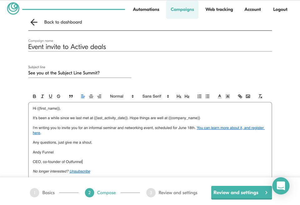 Outfunnel Screenshot 2