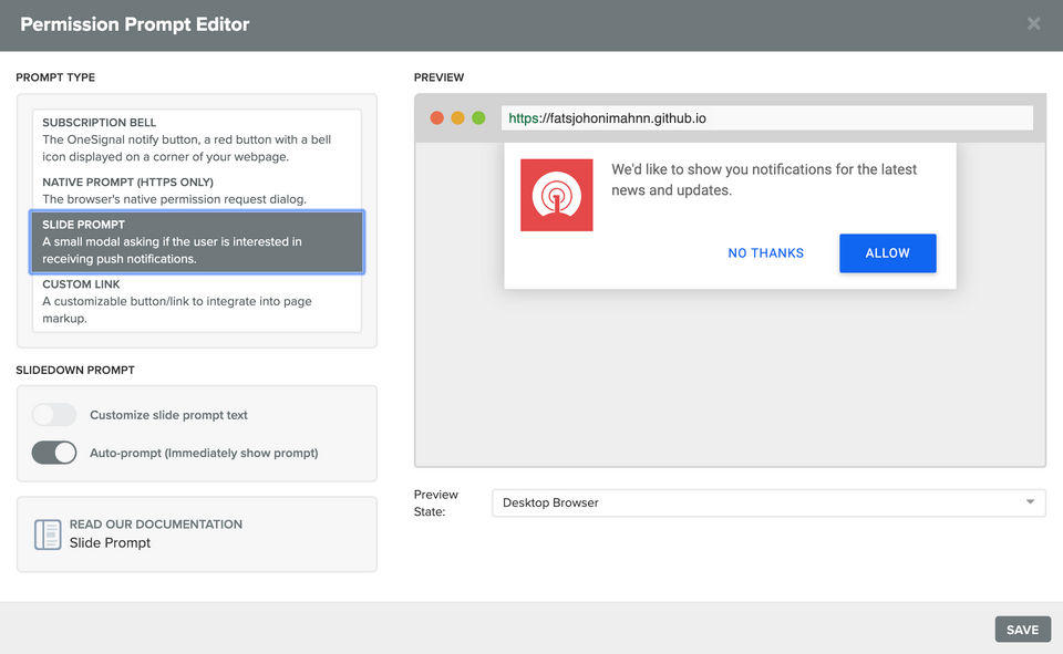 OneSignal Screenshot 2