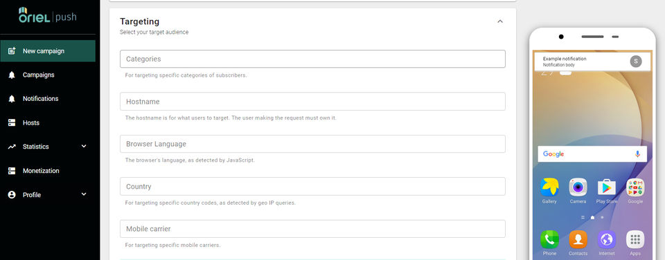 Oriel Push Screenshot 1