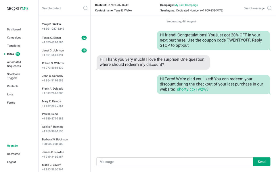 ShortySMS Screenshot 3