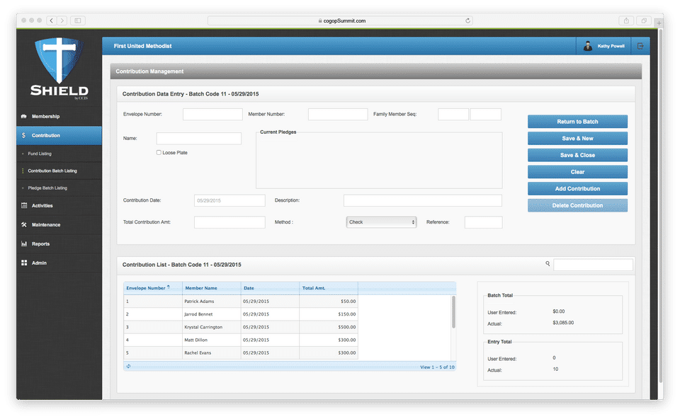 CCIS Church Management Software Screenshot 1