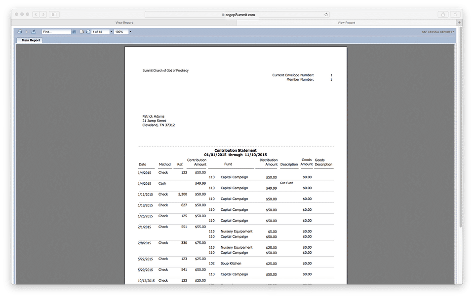 CCIS Church Management Software Screenshot 3