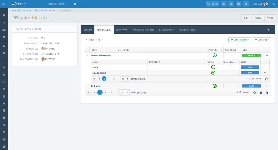 Infinity GDPR Manager Screenshot 1
