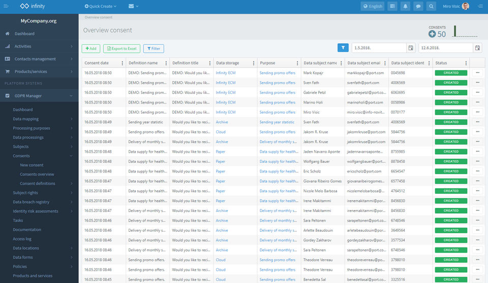 Infinity GDPR Manager Screenshot 3