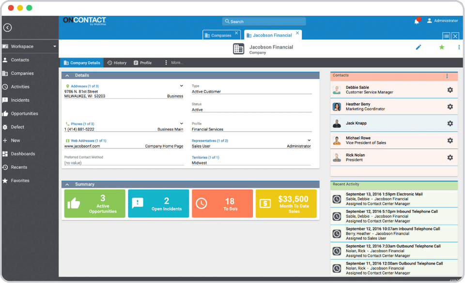 OnContact CRM Screenshot 1