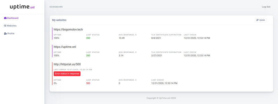 UpTime.onl Screenshot 1