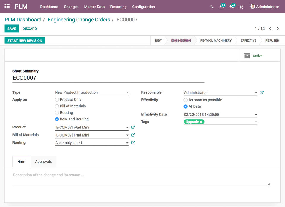 Odoo PLM Screenshot 1