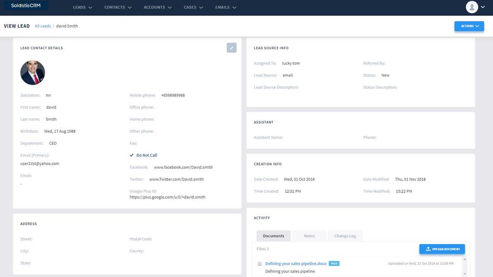 Solastis CRM Screenshot 4