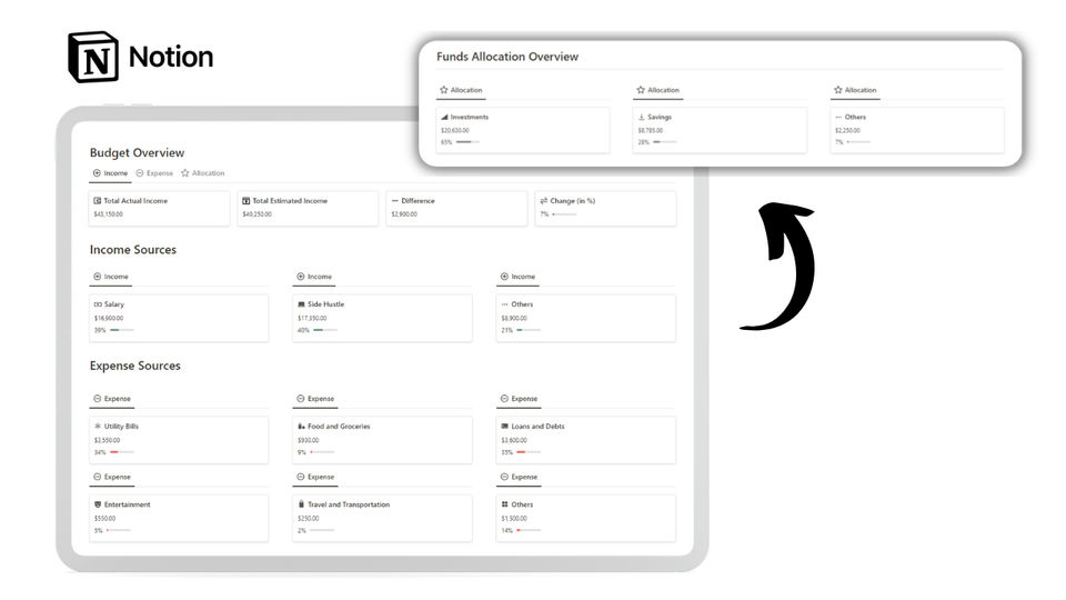 Notion Budget Tracker Screenshot 1