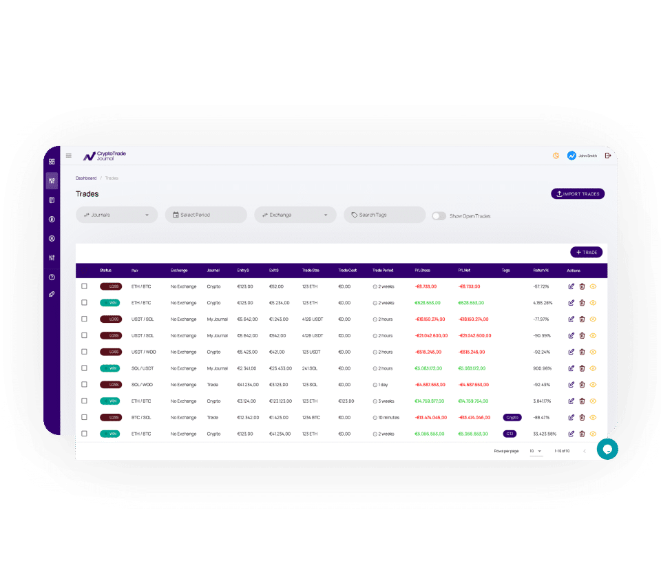 CryptoTrade Journal Screenshot 2