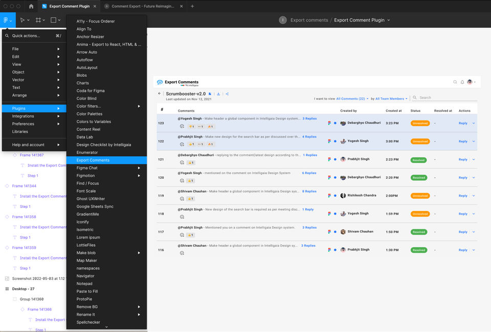 Export Comments Screenshot 1