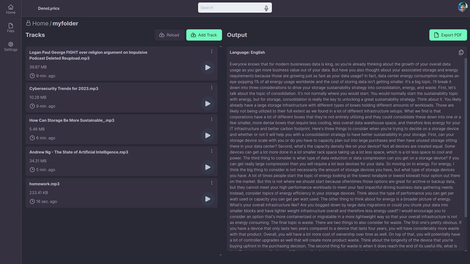 DenoLyrics Screenshot 1