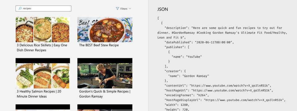 Microsoft Bing Video Search API Screenshot 1