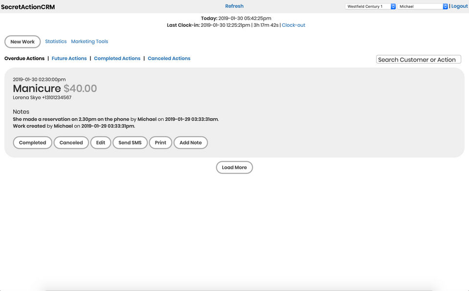 SecretActionCRM Screenshot 2