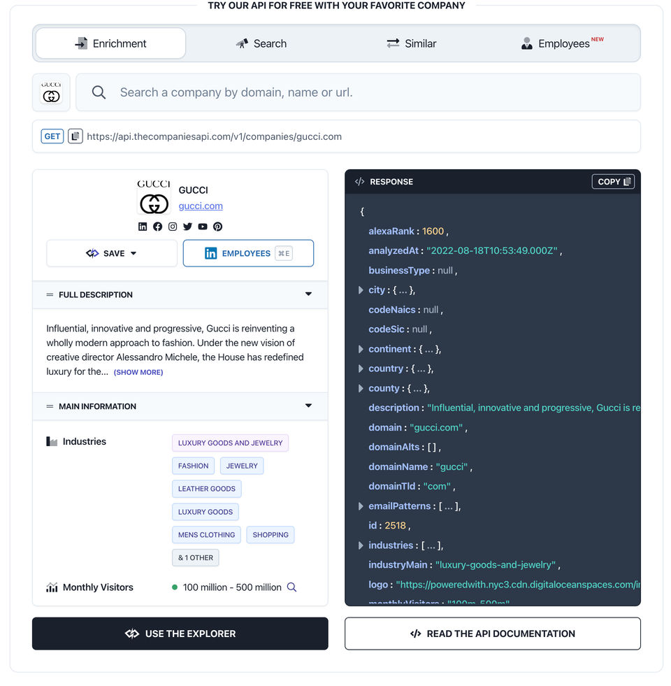 The Companies API Screenshot 1