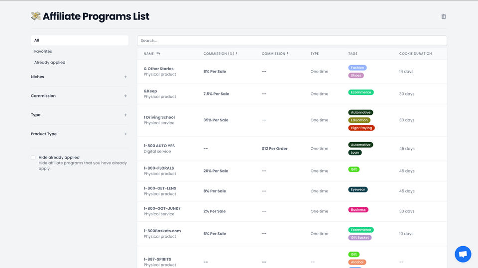 Affilisting Screenshot 1