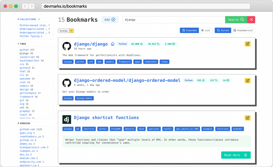 devmarks.io Screenshot 1