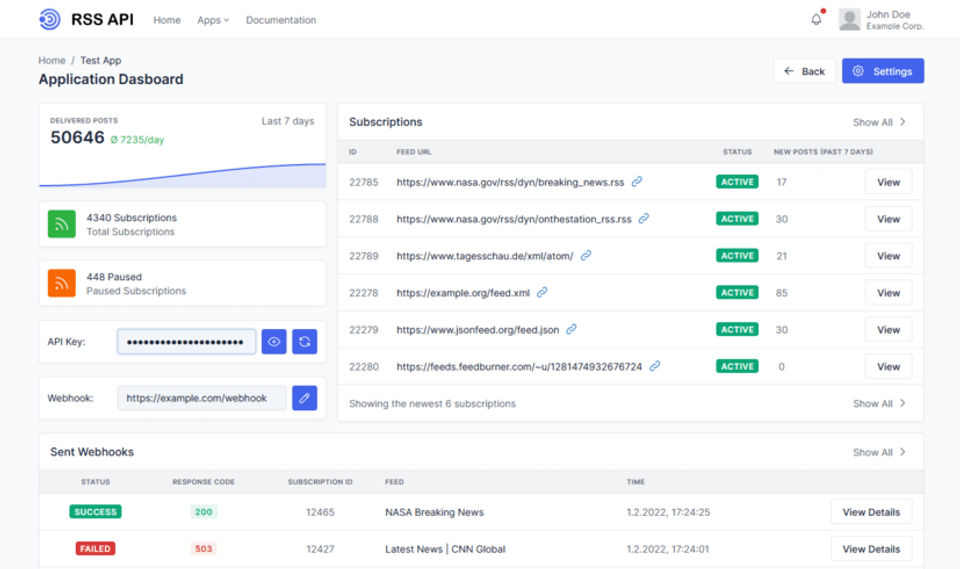 RSS API Screenshot 1
