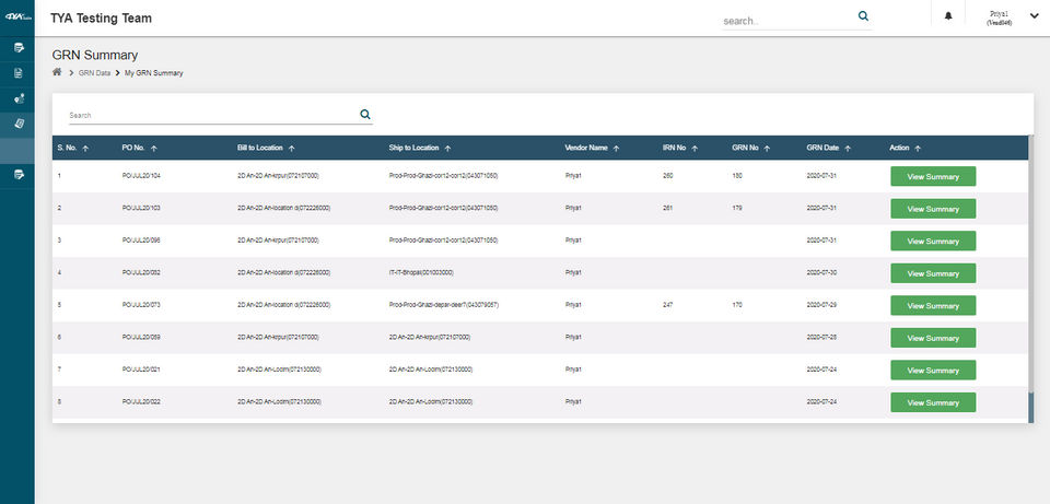 TYASuite Vendor Management Software Screenshot 1