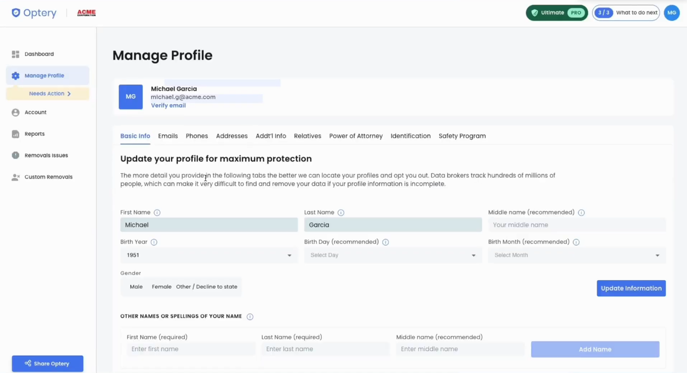 Optery Screenshot 3