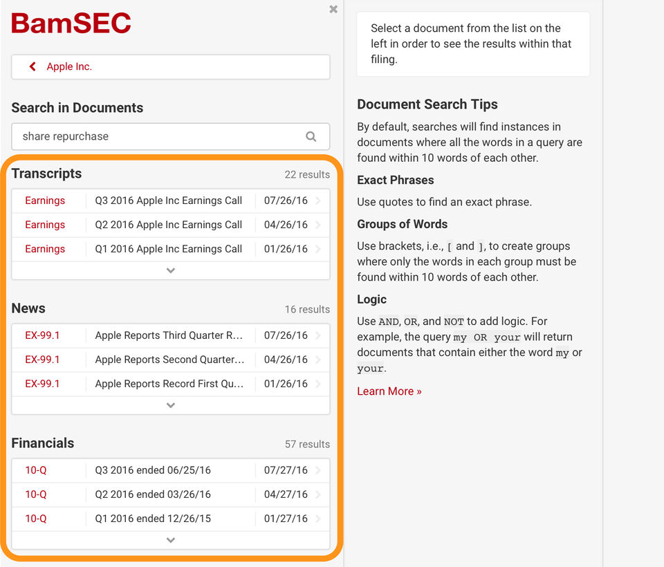 BamSEC Screenshot 5
