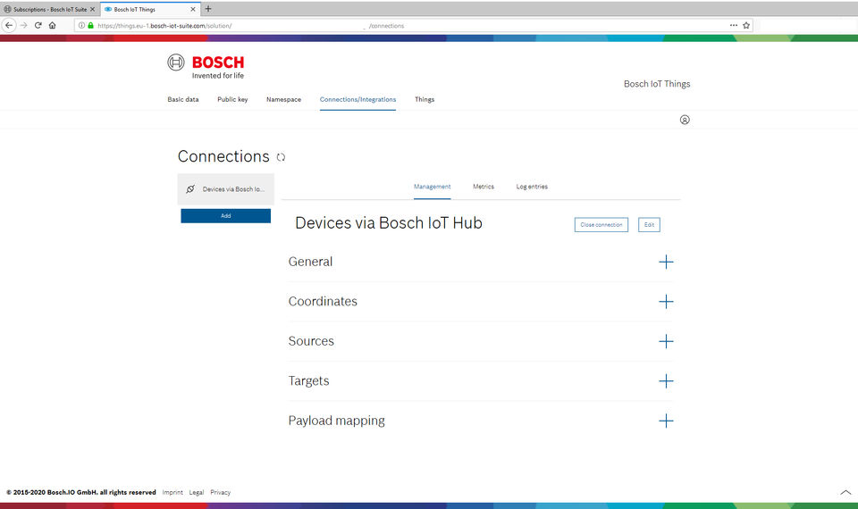 Bosch IoT Suite Screenshot 1