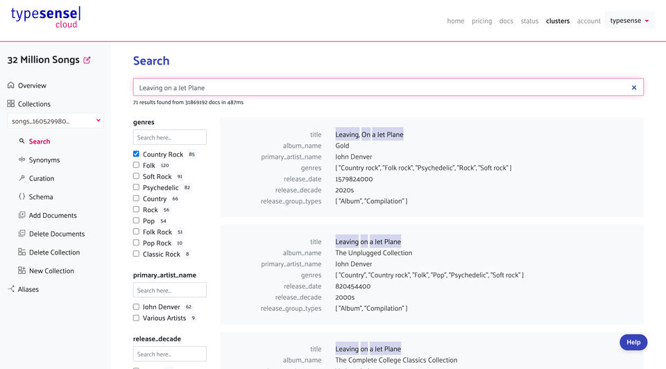 Typesense Cloud Screenshot 1
