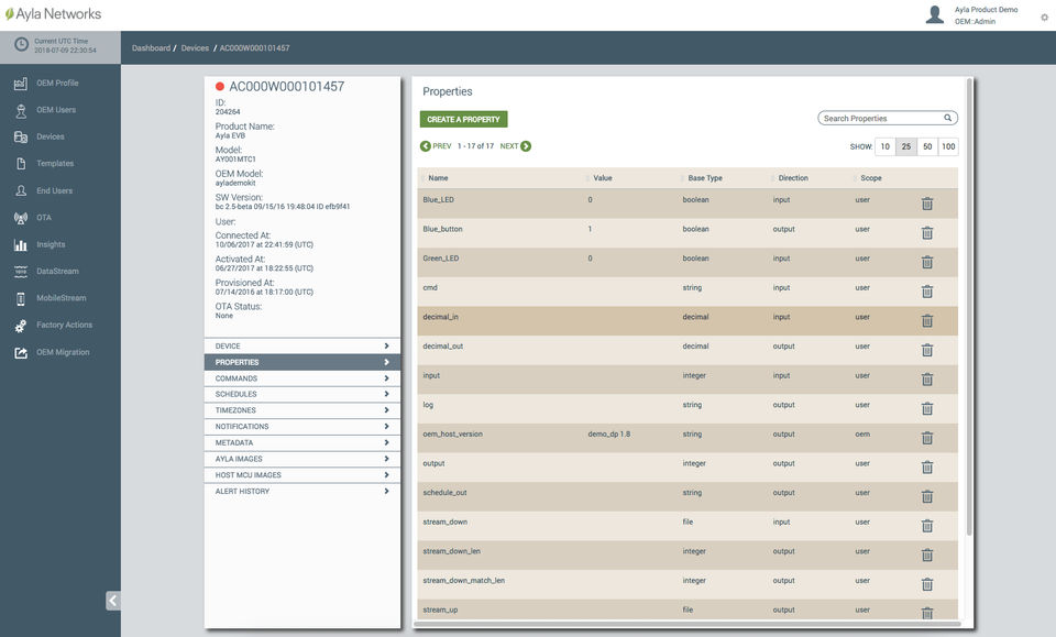 Ayla IoT Platform Screenshot 1