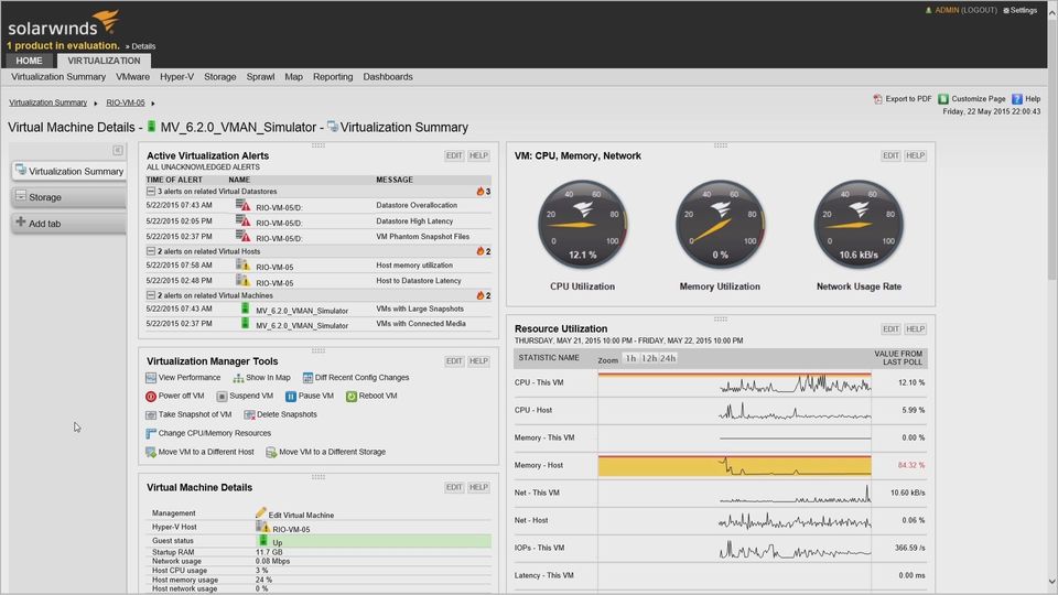 SolarWinds Virtualization Manager Screenshot 1