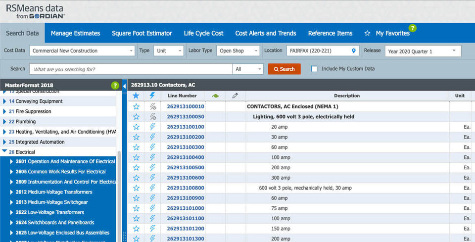 RSMeans Data Online Screenshot 1
