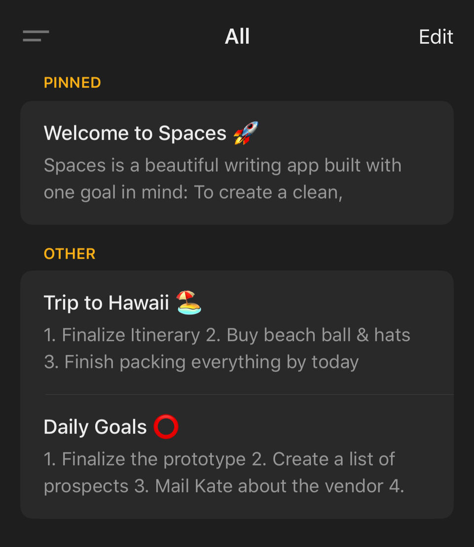 Spaces Screenshot 2