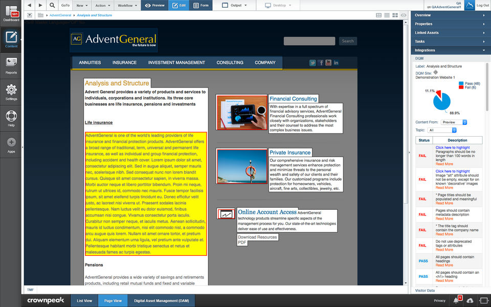 Crownpeak DQM Screenshot 3