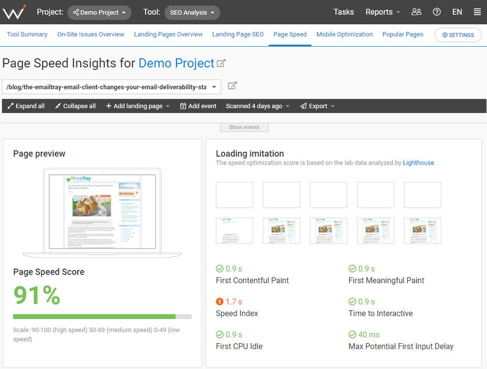 WebCEO Screenshot 2