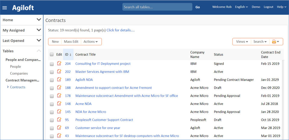 Agiloft Contract Management Screenshot 1