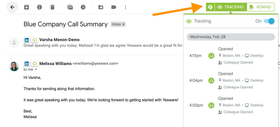 Yesware Screenshot 1
