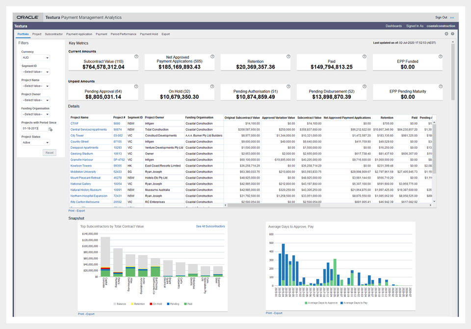 Oracle Textura Payment Management Screenshot 1