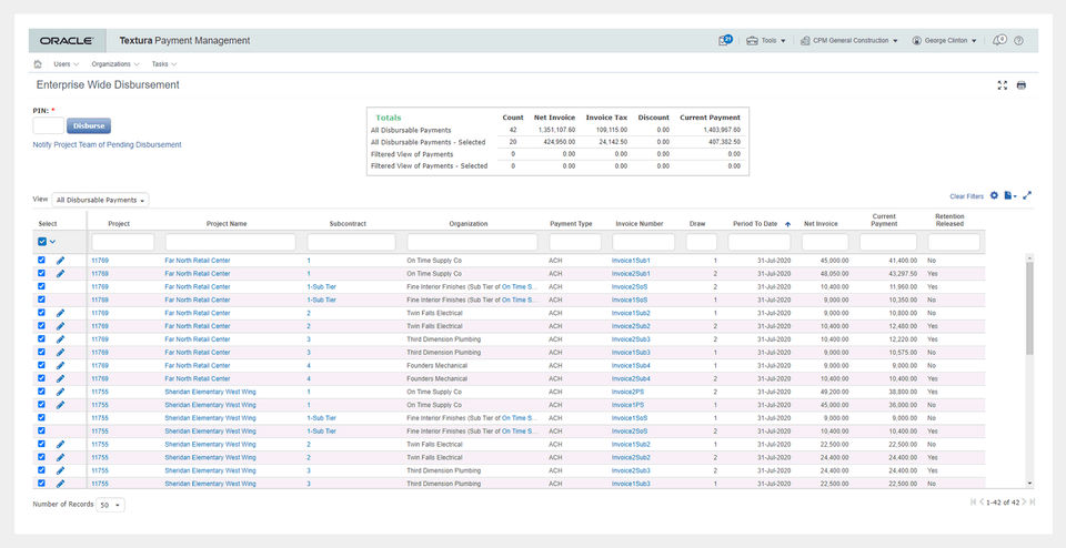 Oracle Textura Payment Management Screenshot 2