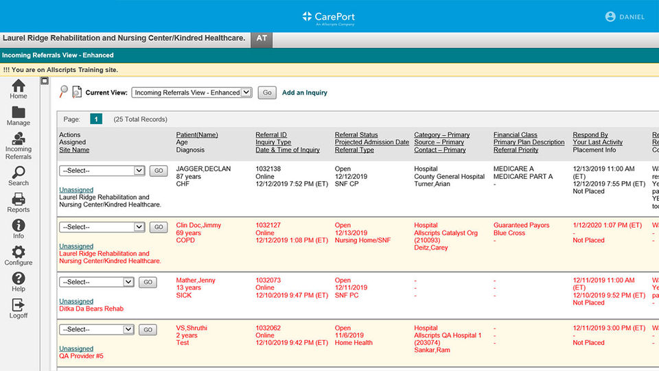 CarePort Referral Management Screenshot 1