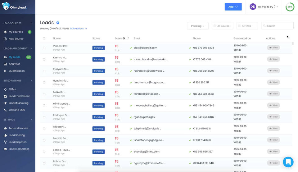OhMyLead Screenshot 1