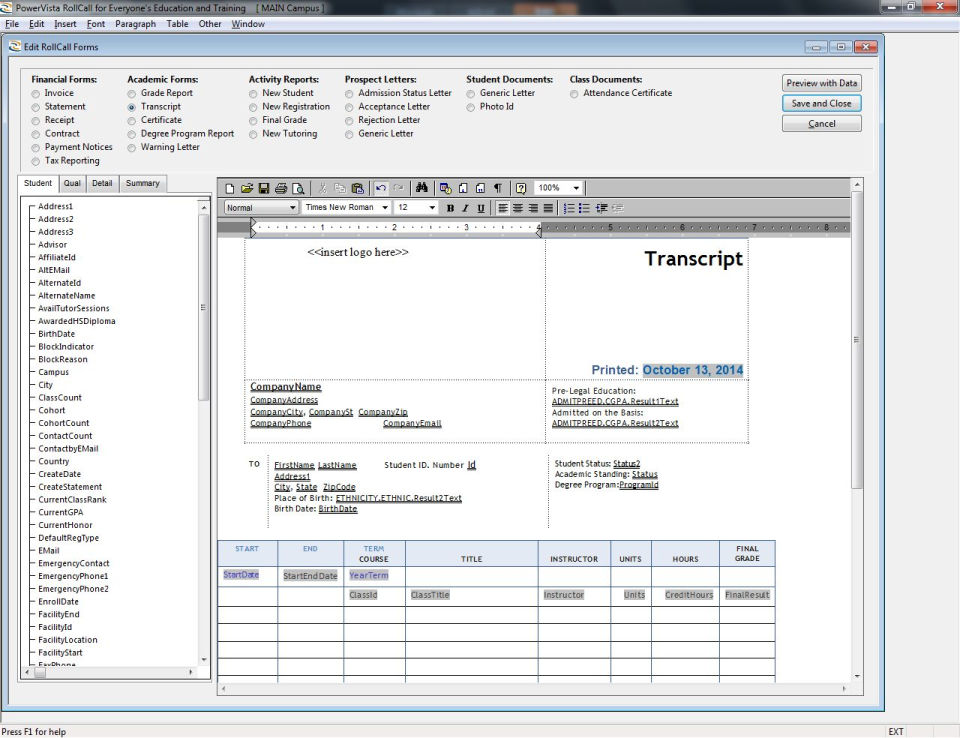 PowerVista RollCall Screenshot 1